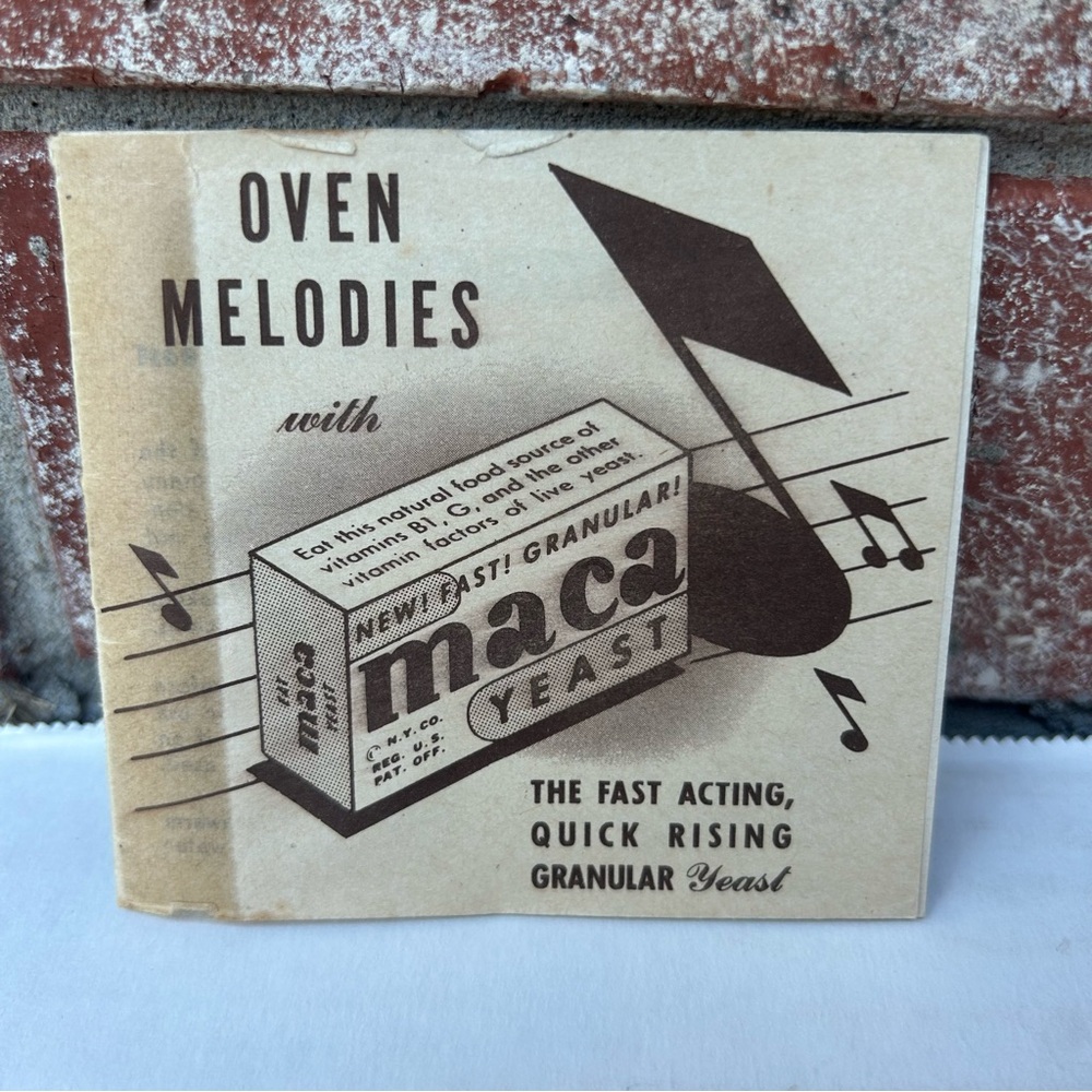 3/$12! Oven Melodies With Maca Yeast Vintage Pamphlet Ephemera Booklet 1940s